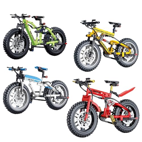 Fuleying Mountain Fahrrad Bauklötze, 4er Set Fahrrad Klemmbausteine Spielzeug, Technik Fahrrad Display Modell für Home Office Decor (947 Teile) von Fuleying