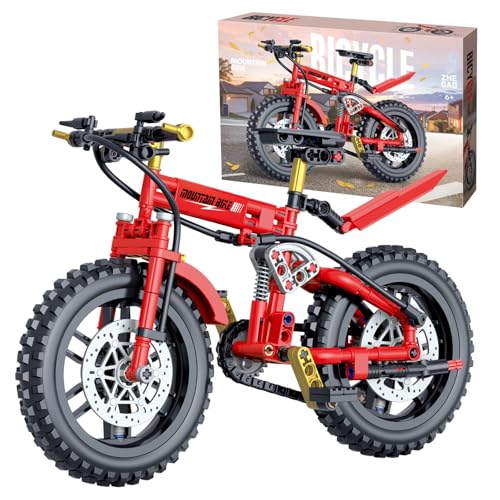Fuleying Mountainbike Bausteine Bausatz, 235 Teile Fahrrad Klemmbausteine Spielzeug, Technik Fahrrad Display Modell für Heimbüro Dekoration (Rot) von Fuleying