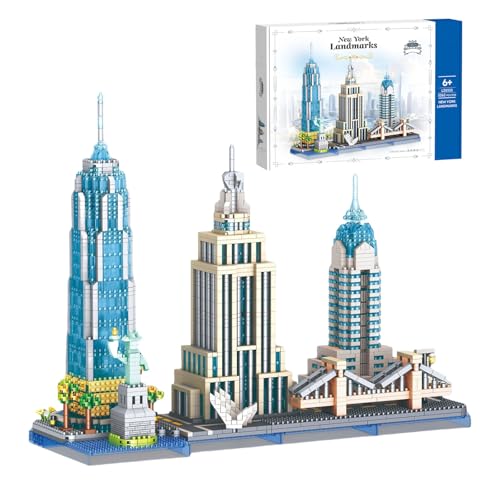 Fuleying New York Skyline Miniatur Bausteine Bausatz, Berühmte Wahrzeichen Architektur Mini Mikro Klemmbausteine Spielzeug Set, Sammler Modell Bausteine Spielset für Erwachsene Kinder (3262 Stück) von Fuleying