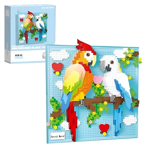 Fuleying Papagei Vögel Bausteine Bausatz, Wandkunst Tiere Baukasten, Micro Mini Klemmbausteine für Zuhause, Kreatives Geschenk für Erwachsene Kinder ab 8 Jahren (1700 Teile) von Fuleying