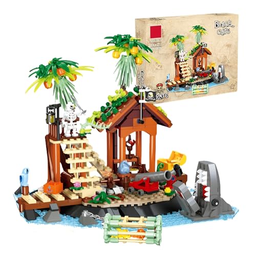 Fuleying Pirateninsel Bausteine Bausatz, Black Cays Mittelalterliches Piratenhaus Bauklötze Spielzeug, Abenteuer-Architektur-Baukasten für Erwachsene Kinder ab 8 Jahren (484 Teile) von Fuleying