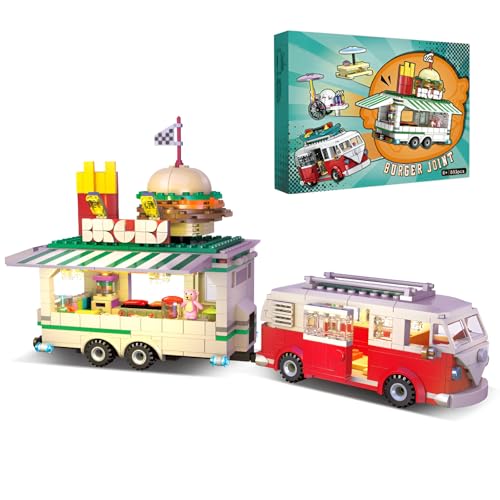 Fuleying Retro Burger Van Bausteine Bausatz, Beweglicher Food Truck Klemmbausteine, 883 PCS Fahrzeug Modell Spielzeug, Küchenspielzeug, Fantasievolles Spielgeschenk für Jungen Mädchen Fuleying Retro Burger Van Bausteine Bausatz, Beweglicher Food Truck Klemmbausteine, 883 PCS Fahrzeug Modell Spielzeug, Küchenspielzeug, Fantasievolles Spielgeschenk für Jungen Mädchen von Fuleying