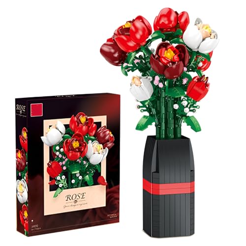 Fuleying Rosen Bausteine Bausatz mit Vase, 761 PCS Blumen Klemmbausteine Set, Künstliche Blumen für Zuhause Büro Dekoration, Botanische Sammlung inspiriert Bauspaß für Sie, Frauen Fuleying Rosen Bausteine Bausatz mit Vase, 761 PCS Blumen Klemmbausteine Set, Künstliche Blumen für Zuhause Büro Dekoration, Botanische Sammlung inspiriert Bauspaß für Sie, Frauen von Fuleying