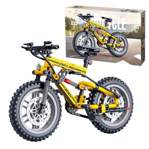 Fuleying Sport-Modus Mountainbike Bausteine Bausatz, 240 Teile Fahrrad Klemmbausteine Spielzeug, Technik Fahrrad Anzeige Modell für Heimbüro Dekoration (Gelb) von Fuleying