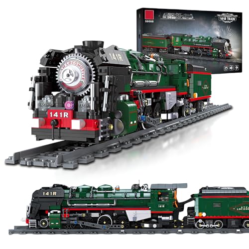 Fuleying Technik French 141R Dampflokomotive Bausteine Bausatz, Retro-Eisenbahn Klemmbausteine Anzeige Kit für Erwachsene Teens, Zug Modell Spielzeugmit Eisenbahn zum Verschenken(1782 Stücke) von Fuleying