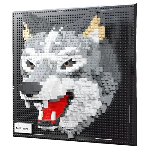 Fuleying Wolf Bausteine Bausatz, 3D Tiere Wandkunst Baukasten, Micro Mini Klemmbausteine für Zuhause Büro, Kreatives Geschenk für Erwachsene Kinder ab 8 Jahren (2214 Teile) von Fuleying