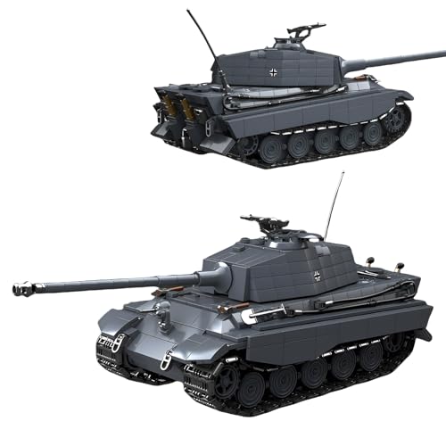 Militärischer Panzer Bausteine für Erwachsene, PZ.KPFW VI Ausf.B Tiger II(SD.KFZ.182) Späte Klemmbausteine, Armeefahrzeug Sammler Modell Spielzeug für Kinder ab 8 Jahren, Home Office Decor(1563 Teile) von Fuleying