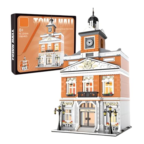 Rathaus Mini-Bausteine Bausatz, 3 Etagen Modulare Architektur der Stadt Mikro Klemmbausteine Spielzeug, MOC Kreativer Modell Baukasten für Erwachsene, Anzeige Geschenk für Kinder (1780 Teile) von Fuleying