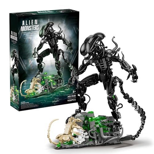 Xenomorph Bausteine Bausatz, Xenomorph Action Figur Klemmbausteine für Erwachsene mit Support Base und Facehugger, Alien Monster Horror Geschenke für Fans Freunde Geburtstag(958PCS) von Fuleying