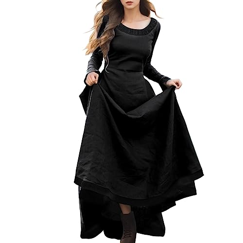 Fulidngzg Elfenkleid Damen Viktorianisches Wikinger Kleidung Steampunk Renaissance Lang Kostüm Sommer Fee Elfenkleid Rapunzel Mittelalter Kleider Cosplay Schlossfest Princess Dress Gothic Kleidung von Fulidngzg