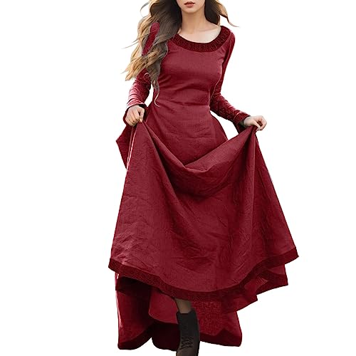 Fulidngzg Elfenkleid Damen Viktorianisches Wikinger Kleidung Steampunk Renaissance Lang Kostüm Sommer Fee Elfenkleid Rapunzel Mittelalter Kleider Cosplay Schlossfest Princess Dress Gothic Kleidung von Fulidngzg