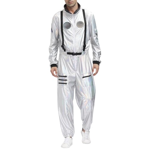 Fulidngzg Spaceman XXL Astronaut Kostüm Space Kostüm Party Familie Weltraum Kostüm Karneval Kostüm Raumfahrer Faschingskostüme Herren Damen Ki_nder Jun_ge Mä_dchen Pärchen Overall von Fulidngzg