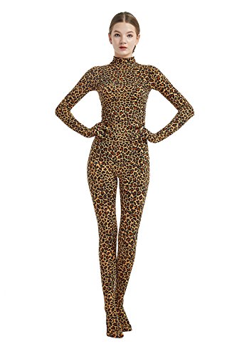 Full Bodysuit Damen-Kostüm ohne Kapuze, Spandex, Zentai Unitard-Body, Leopard, M von Full Bodysuit