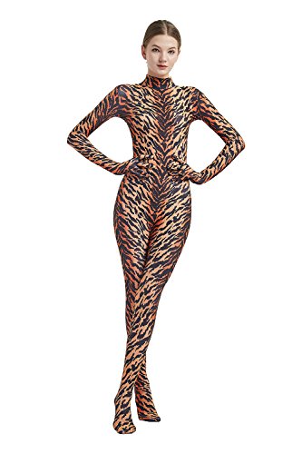 Full Bodysuit Damen-Kostüm ohne Kapuze, Spandex, Zentai Unitard-Body, tiger, L von Full Bodysuit