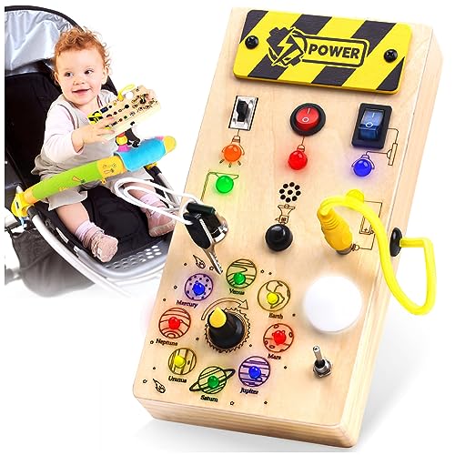 Montessori Spielzeug ab 1 2 3 Jahre, Busy Board Holzspielzeug ab 1 Jahre Autismus Spielzeug ab 3 Jahre Activity Board Motorikspielzeug ab 1 Jahr Reisespielzeug Lernspielzeug für Babys und Kleinkinder von Fullove