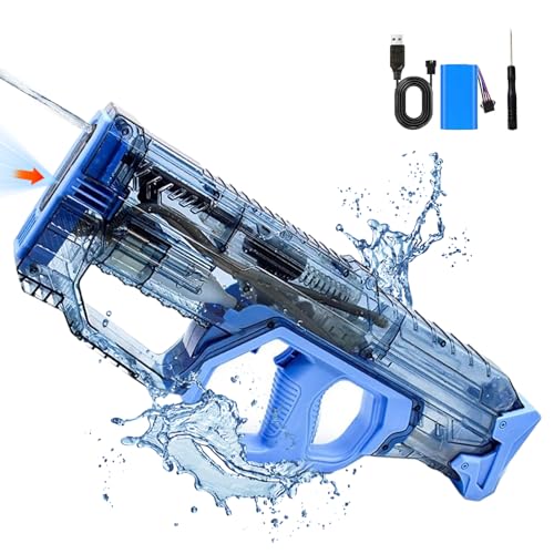 Fulluky Elektrische Wasserpistolen für Erwachsene Kinder, Automatische Spritzpistole mit Wiederaufladbarem Akku, Wasserpistole mit Einer Reichweite von Bis Zu 28–32 Fuß für Sommer-Pool (Blau) von Fulluky
