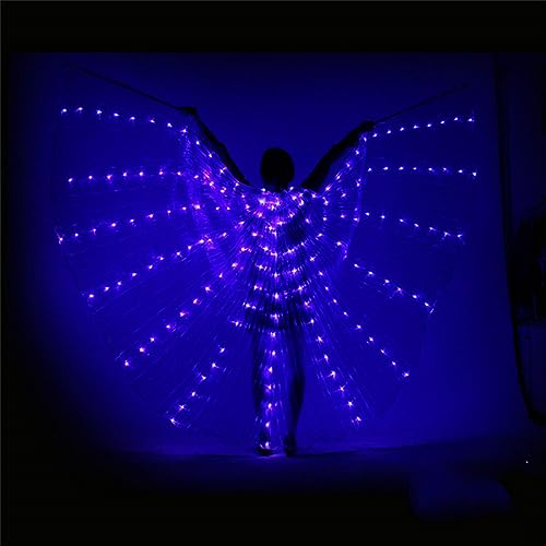 Fulluky LED Schmetterlingsflügel Feenflügel für Erwachsene, Light Isis Flügel Bauchtanz Engelstanz Flügel, Leuchtende Performance-Kleidung für Halloween und Weihnachtsfeiern (Blau) von Fulluky