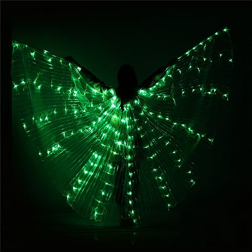 Fulluky LED Schmetterlingsflügel Feenflügel für Erwachsene, Light Isis Flügel Bauchtanz Engelstanz Flügel, Leuchtende Performance-Kleidung für Halloween und Weihnachtsfeiern (Grün) von Fulluky