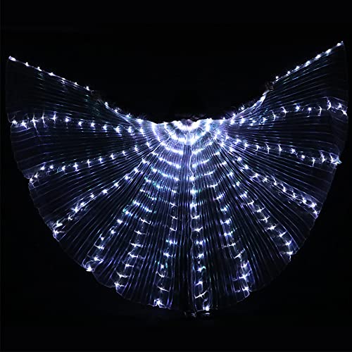 Fulluky LED Schmetterlingsflügel Feenflügel für Erwachsene, Light Isis Flügel Bauchtanz Engelstanz Flügel, Leuchtende Performance-Kleidung für Halloween und Weihnachtsfeiern (Weiß) von Fulluky