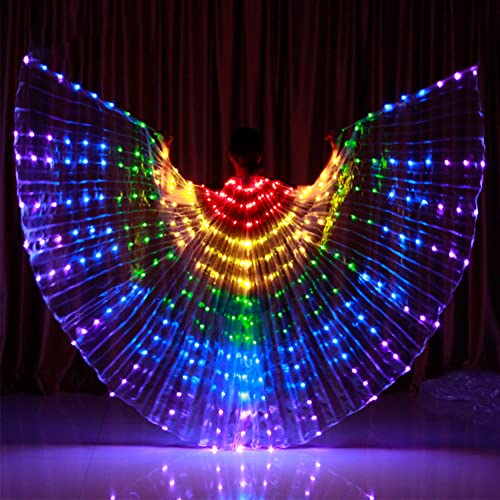 LED Schmetterlingsflügel Feenflügel für Kinder, Light Isis Flügel Bauchtanz Engelstanz Flügel, Leuchtende Performance-Kleidung für Halloween und Weihnachtsfeiern (Bunt) von Fulluky