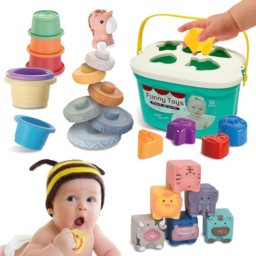 Fullware 4-in-1 Montessori Spielzeug für Babys, Badespielzeug, feinmotorische Übungen, Tastsinn, Stapeln und Stecken, Silikongummi Fullware 4-in-1 Montessori Spielzeug für Babys, Badespielzeug, feinmotorische Übungen, Tastsinn, Stapeln und Stecken, Silikongummi von Fullware