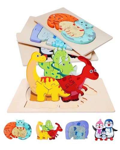 Fullware Holzpuzzle 1 2 3 4 5 6 Jahre 4-teiliges Set, Holzspielzeug Baby, Montessori Knobelspiele Tier Familien Puzzle Kleinkind Lernspielzeug, Steckpuzzle Holz - Katze, Dinosaurier, Pinguin, Elefant Fullware Holzpuzzle 1 2 3 4 5 6 Jahre 4-teiliges Set, Holzspielzeug Baby, Montessori Knobelspiele Tier Familien Puzzle Kleinkind Lernspielzeug, Steckpuzzle Holz - Katze, Dinosaurier, Pinguin, Elefant von Fullware