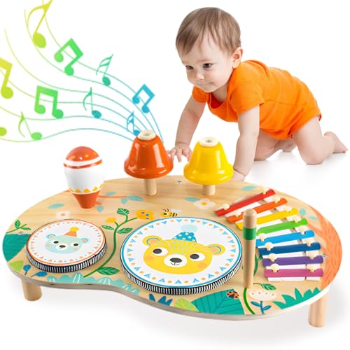 Fullware Holzspielzeug Schlagzeug Kinder Musikinstrumente Kinder ab 1 2 3 Jahr Musik Kinderspielzeug mit Xylophon, Montessori Baby Toys 3 4 5 Geschenke für Mädchen Jungen Schlagzeug Fullware Holzspielzeug Schlagzeug Kinder Musikinstrumente Kinder ab 1 2 3 Jahr Musik Kinderspielzeug mit Xylophon, Montessori Baby Toys 3 4 5 Geschenke für Mädchen Jungen Schlagzeug von Fullware