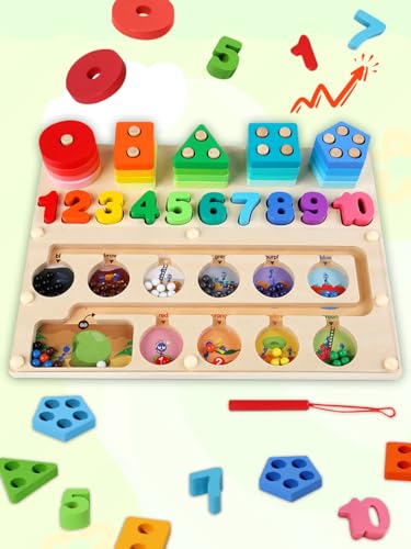Fullware Kinder Holz Magnetische Zähl- und Farbsortiersäule Bausteine Set, Zählen, Sortieren, Schreiben, Labyrinth, Spielen von Fullware