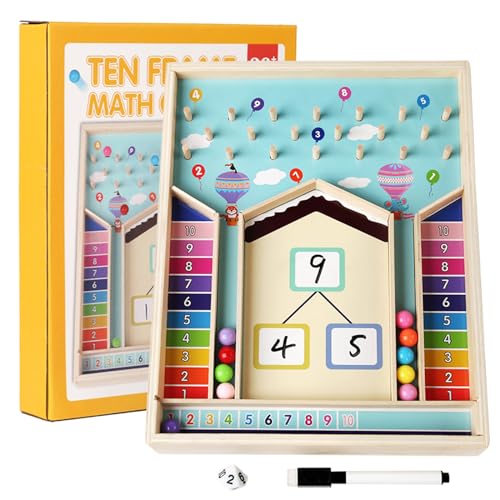Fullware Mathematik Lernspielzeug - Lernbrett zur Addition und Zerlegung innerhalb von 10, Holz Montessori 3 4 5 6 Jahre - Rechnen Lernen 1. 2. Klasse - Einschulung Geschenke für Jungen & Mädchen von Fullware