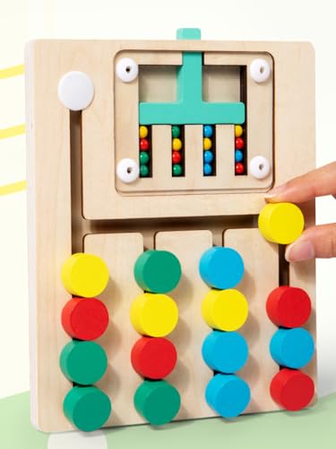 Fullware 5-Farben Holz 3D-Schiebepuzzle für 3 4 5 6 7 8 Jahre - Montessori Lernspielzeug, Geduldspiele für Kinder im Autos, Flugzeuge, Tragbares Reisespiele für Mädchen & Jungen - Geburtstagsgeschenk von Fullware