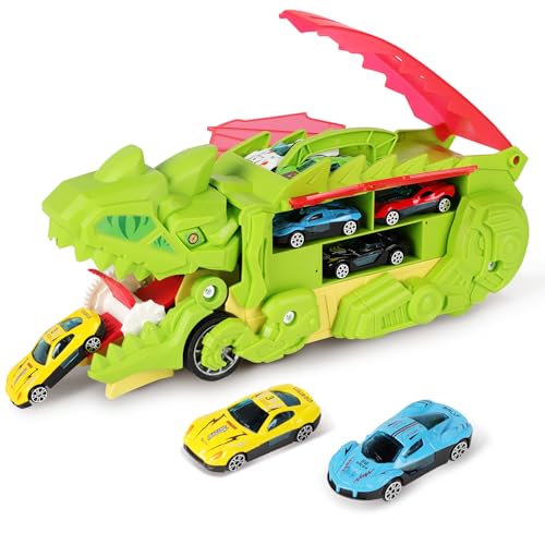Fullware Spielzeugautos Hellgrün, Dinosaurier Spielzeug mit 6 Zufällig Legierungsautos, verwandelbares Dino-Schluckauto, Rennstreckenmodus, Baby Geschenk Junge 4 5 6 7 8 9 10 Jahre Fullware Spielzeugautos Hellgrün, Dinosaurier Spielzeug mit 6 Zufällig Legierungsautos, verwandelbares Dino-Schluckauto, Rennstreckenmodus, Baby Geschenk Junge 4 5 6 7 8 9 10 Jahre von Fullware