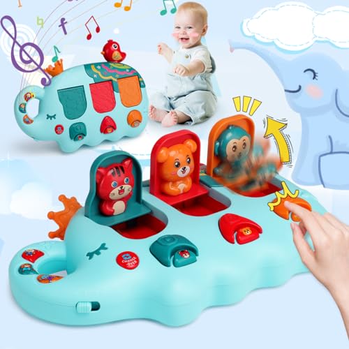 Fullware Montessori Spielzeug, Pop-Up Pals Pop-up-Spielzeug mit Tieren und Musik-für Kinder ab 18 Monaten, Geschenke für Mädchen Junge Kinderspielzeug, 855-157A von Fullware