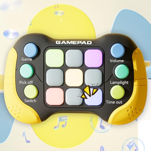 Pop it Spiel Fidget Toys 2024 neues Modell 4-Modus Licht Musik, Flugzeug Autofahrt Beschäftigung, Reisespiele Kompakt Gadgets, Antistress Motorik Knobelspiele Geschenk Kinder Push-Gaming (Schwarz) von Fullware