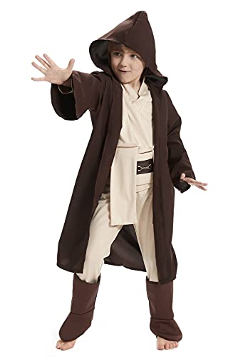 Fuman Jedi Robe Mace Windu Cosplay Kostüm Halloween Costume für Kin-der Anzug Uniform (L, Braun) von Fuman