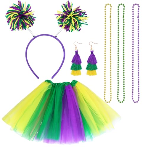 Fumwase 6-teiliges Karnevalskostüm-Zubehör, Tutus-Set, Stirnband, Quaste, Ohrringe, Halsketten, Karnevalskostüm, Kostüm für Damen, 80er-Jahre-Kostüm, Halloween, Fasching, Partyzubehör, Lila, Violett, Fumwase 6-teiliges Karnevalskostüm-Zubehör, Tutus-Set, Stirnband, Quaste, Ohrringe, Halsketten, Karnevalskostüm, Kostüm für Damen, 80er-Jahre-Kostüm, Halloween, Fasching, Partyzubehör, Lila, Violett, von Fumwase