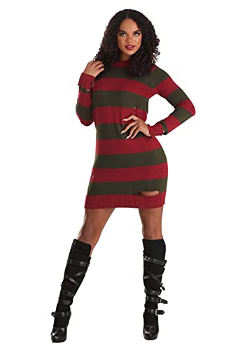 Freddy Krueger Fancy Dress Costume for Women, Freddy Krueger Striped Sweater Dress for Horror Movie Cosplay & Halloween Large von Fun Costumes