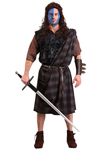Men's Braveheart William Wallace Fancy Dress Costume with Tunic, Kilt, Sash, Chest Armour, Belt and Gauntlet Standard von Fun Costumes