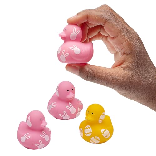 Fun Express Mini-Gummienten mit Osterdruck, 3,8 cm, Gelb und Rosa, 24 Stück Fun Express Mini-Gummienten mit Osterdruck, 3,8 cm, Gelb und Rosa, 24 Stück von Fun Express