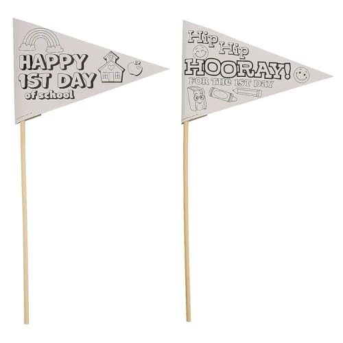 Fun Express Wimpelflaggen zum ersten Schultag, 22,9 x 38,1 cm, lustiger Karton mit Holzdübel-Bastelset, perfekte Schulanfangs-Aktivität für Kinder, 24 Stück Fun Express Wimpelflaggen zum ersten Schultag, 22,9 x 38,1 cm, lustiger Karton mit Holzdübel-Bastelset, perfekte Schulanfangs-Aktivität für Kinder, 24 Stück von Fun Express