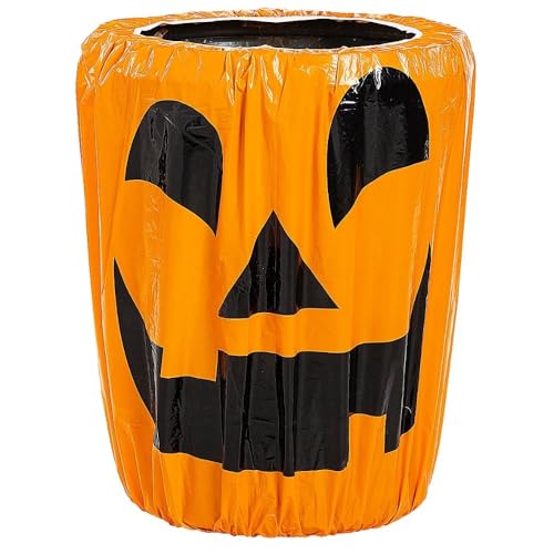 Spooky Jack-O'-Lantern Kunststoff-Mülleimerabdeckung, 78,7 x 190,5 cm, Schwarz und Orange, ideal für Halloween-Partys, Süßes oder Leckereien und andere Veranstaltungen von Fun Express