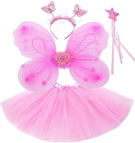 Fun Play Feen kostüm kinder für Mädchen - Schmetterlingsflügel kinder Tutu Zauberstab und Haarreifen - Schmetterlingsverkleidungen - Engelsflügel für Mädchen 3-8 Jahre alt - Farbe Rosa Fun Play Feen kostüm kinder für Mädchen - Schmetterlingsflügel kinder Tutu Zauberstab und Haarreifen - Schmetterlingsverkleidungen - Engelsflügel für Mädchen 3-8 Jahre alt - Farbe Rosa von Fun Play