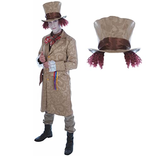 Fun Shack Mad Hatter Kostüm Herren, Verrückter Hutmacher Kostüm Herren, Der Hutmacher Kostüm Herren, Kostüm Hutmacher Herren, Hutmacher Kostüm Männer, Karneval Kostüm Herren - M von Fun Shack