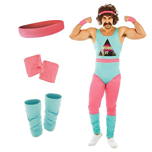 Fun Shack Mottowoche Kostüm, Mottoparty 80er Jahre Outfit, Rave Outfit Herren, Aerobic Kostüm Herren, Aerobic Anzug - L von Fun Shack