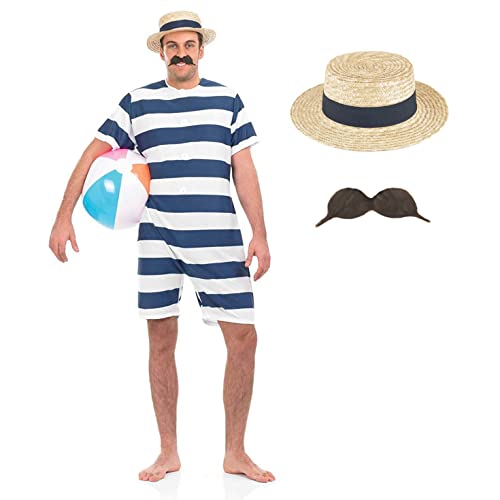 Fun Shack FN3247XL Kostüm, Herren, Gestreift, Historischer Badeanzug, X-Large Fun Shack FN3247XL Kostüm, Herren, Gestreift, Historischer Badeanzug, X-Large von Fun Shack