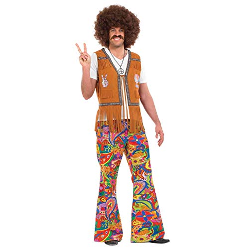 Fun Shack Schlaghose Herren, Zeitreise Kostüm Herren, 70er Jahre Outfit Herren, Schlagermove Kostüm Herren, Hippie Kostüm Männer - L von Fun Shack