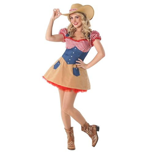 Fun Shack Cowgirl Kostüm Damen, Faschingskostüm Cowgirl Damen, Kostüm Cowboy Damen, Kostüm Damen Cowboy, Cowgirl Kleid Damen, Karneval Cowgirl Damen, Cowgirl Rock Damen, Fasching Cowgirl M von Fun Shack