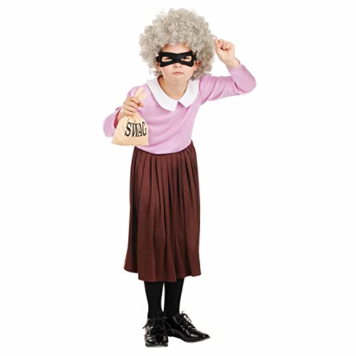 Fun Shack Granny Kostüm Bankräuber Kinder, Kostüm Kinder Gangster, Faschingskostüme Bankräuber Gangster Oma, Kostüm Einbrecher Kinder, Bankräuber Kostüm Kinder M von Fun Shack