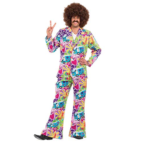 Fun Shack Hippie Kostüm Männer, Herren Kostüm Hippie, 70 er Jahre Kleidung, Kostüm Zeitreise Kostüm Herren, 70 Jahre Outfit Herren, Anzug 70er Jahre Herren - L von Fun Shack