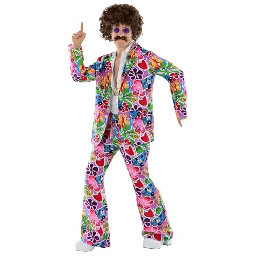 Fun Shack Hippie Kostüm Männer, Herren Kostüm Hippie, 70 er Jahre Kleidung, Kostüm Zeitreise Kostüm Herren, 70 Jahre Outfit Herren, Anzug 70er Jahre Herren - L von Fun Shack