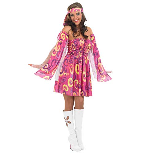 Fun Shack Zeitreise Kostüm Damen, Schlagermove Outfit Damen, Pink Kostüm Damen, Hippie Kleider Damen, Hippie Kostüm Damen Kleid, Kleid Hippie - XXL von Fun Shack